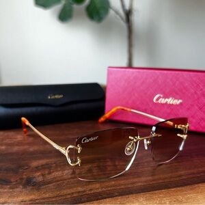Cartier Sunglasses Gold Brown CT00920-002